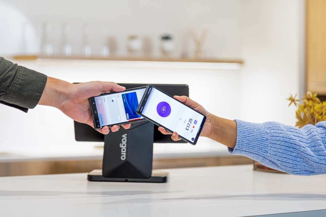 Mobile payment transaction being completed with phone